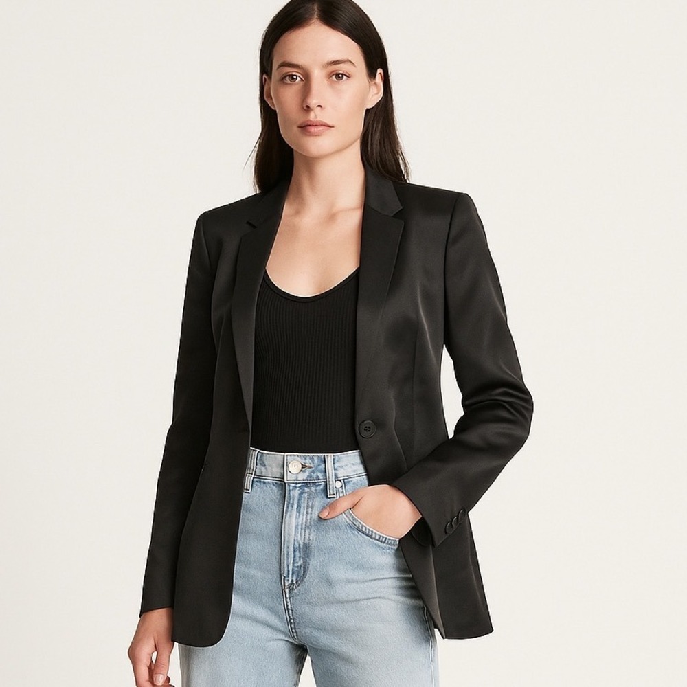 Helmut Lang Black Satin Blazer – Made in Italy – Size 4